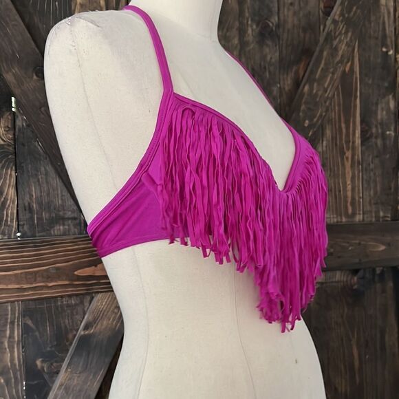 Luli Fama Cosita Buena - Fringe Scoop Halter Top-LBC Dancing Orchid Small - Picture 4 of 10